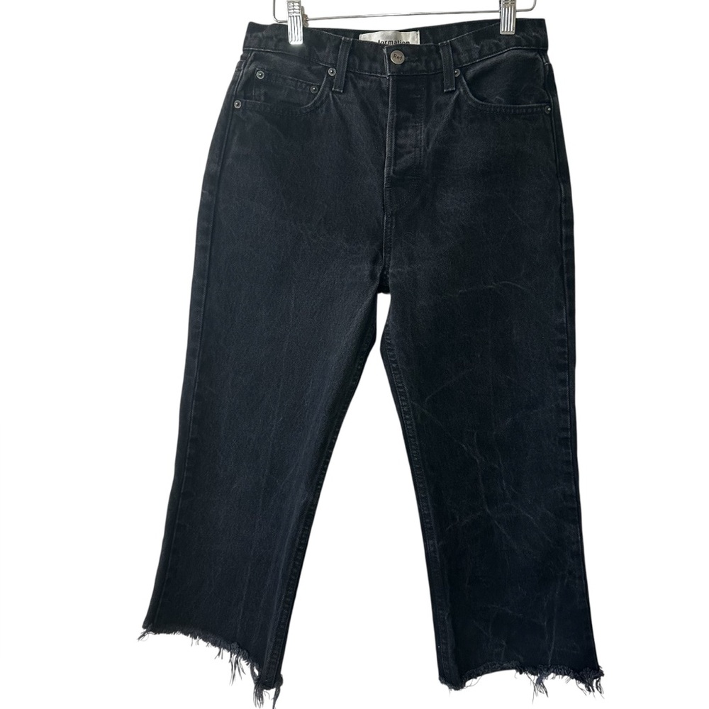 Reformation Women’s Black Jordi Kick Flare Button Fly Frayed Hem Jeans- Size 27